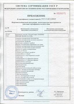 Сертификат на Дюбель-гвоздь «гриб» 2